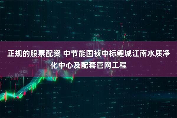 正规的股票配资 中节能国祯中标鲤城江南水质净化中心及配套管网工程